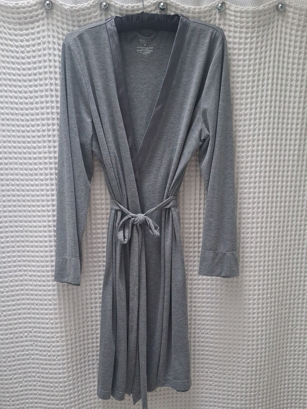 Alfani Gray Women's Wrap Robe with Self-Tie Belt